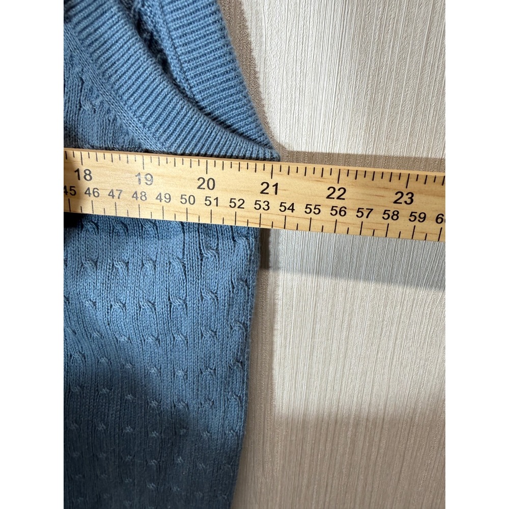 Lyle & Scott Scotland Mens Blue 100%Combed Cotton Cable Knit V-Neck Sweater Vest - Picture 7 of 10